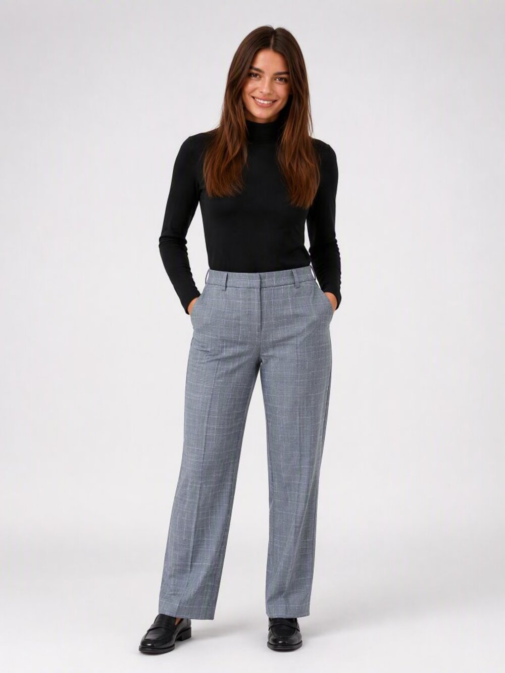 NWT Charter Club Gray Purple Windowpane Plaid Wool Womens Slacks 10 Allison Fit